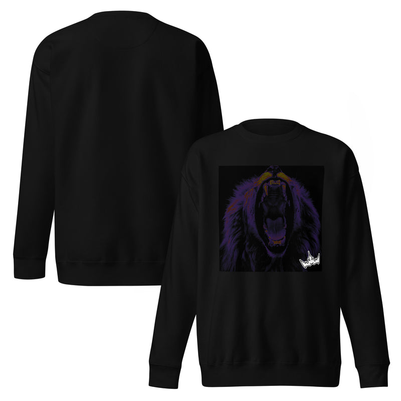 “FIRE” & CROWN™ box logo & design print [unisex premium sweatshirt]—official (black-on-black) · Exclusive, limited-release all-black variant