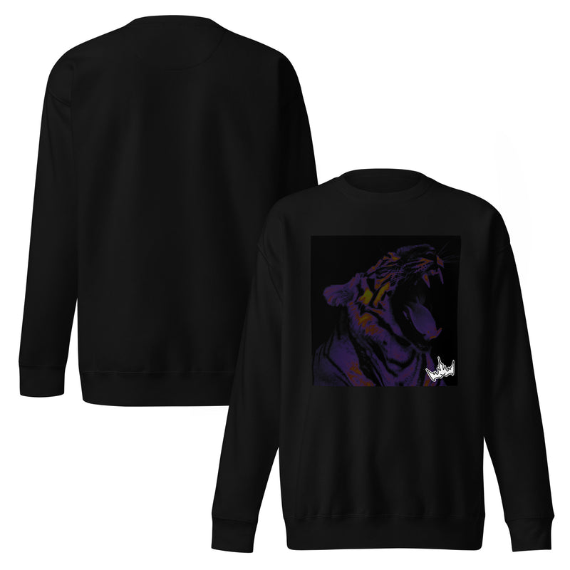 “POWER” & CROWN™ box logo & design print [unisex premium sweatshirt]—official (black-on-black) · Exclusive, limited-release all-black variant