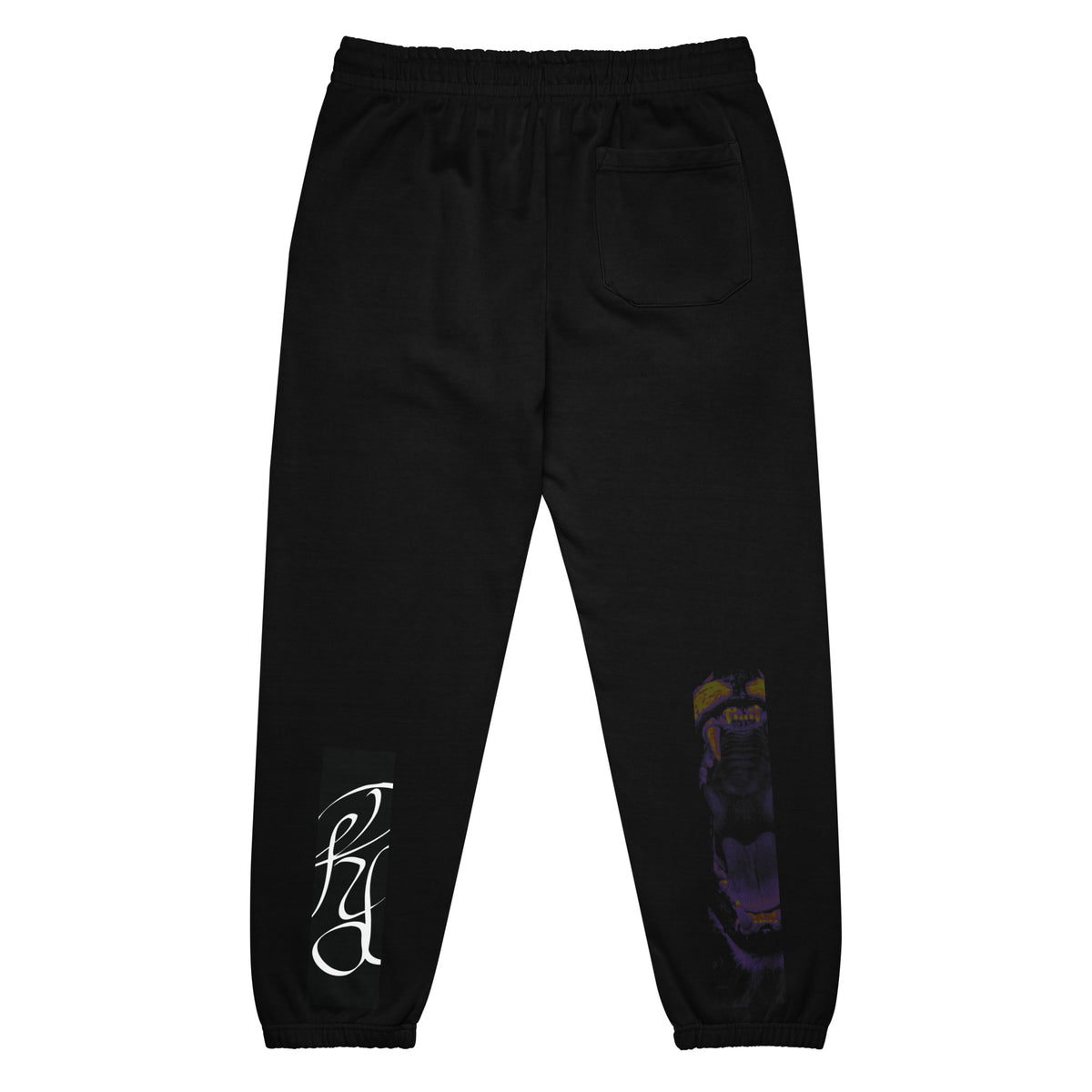“FIRE” & CROWN™ box logo & design print [urban sweatpants] — Back view