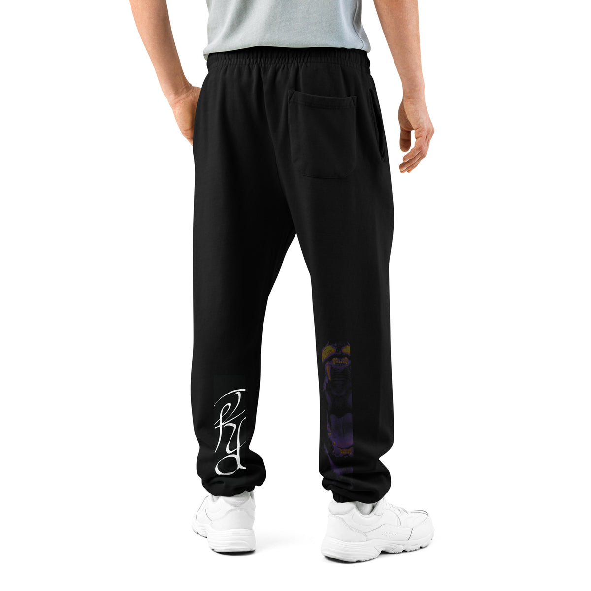 “FIRE” & CROWN™ box logo & design print [urban sweatpants] — Back view