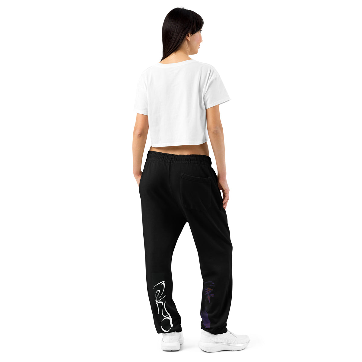 “POWER” & CROWN™ box logo & design print [urban sweatpants] — Back view