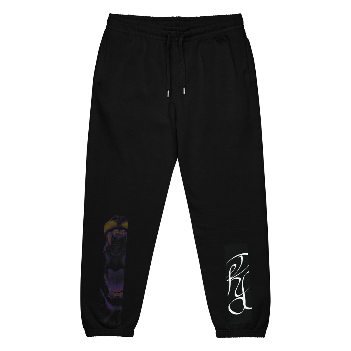 “FIRE” & CROWN™ box logo & design print [urban sweatpants] — Front view