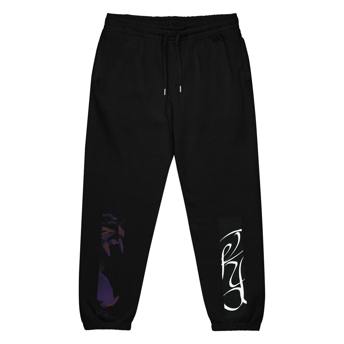 “POWER” & CROWN™ box logo & design print [urban sweatpants] — Front view