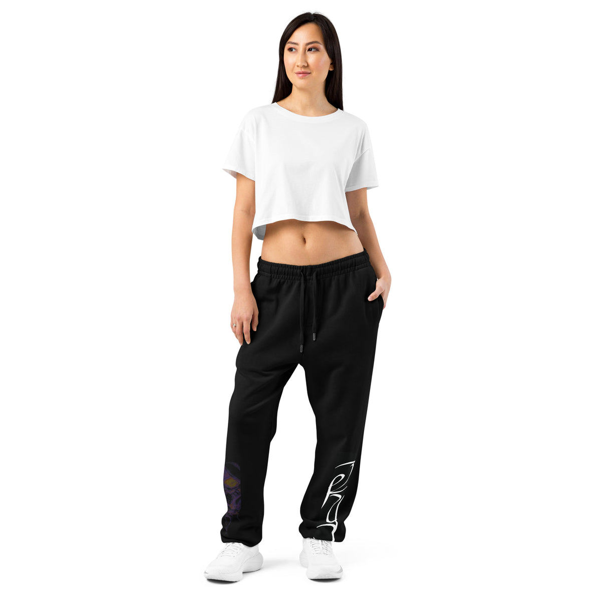 “INFINITE” & CROWN™ box logo & design print [urban sweatpants] — Front view