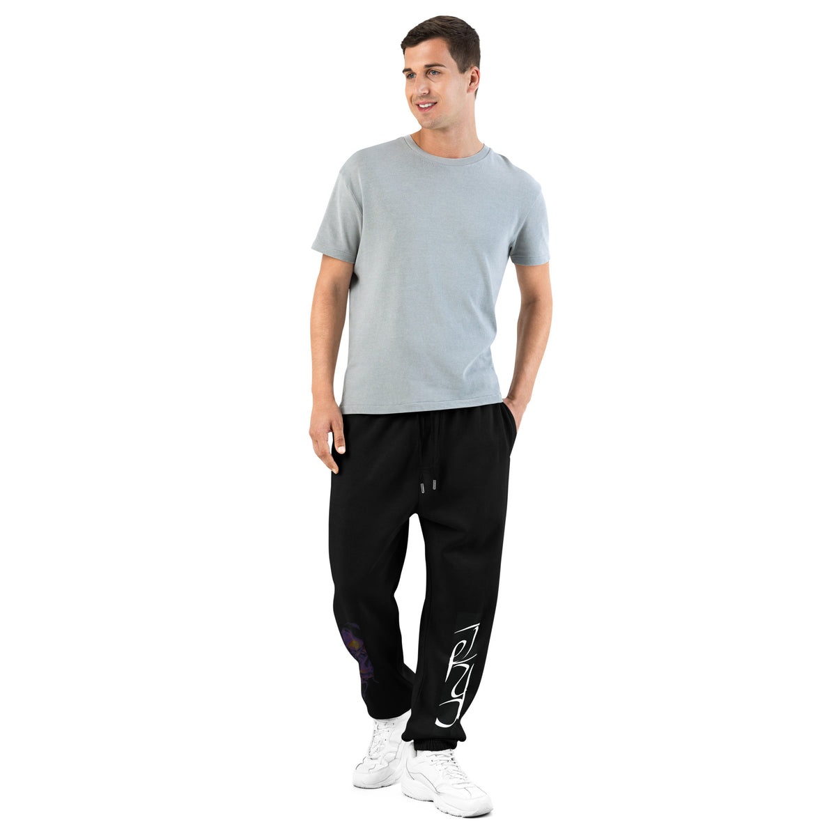 “INFINITE” & CROWN™ box logo & design print [urban sweatpants] — Front view